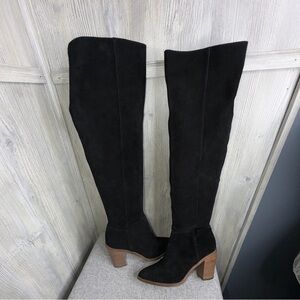 BP Hensley Lea Black Suede Over the Knee Boots Size 8.5